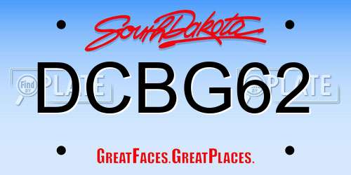 DCBG62 South Dakota License Plate