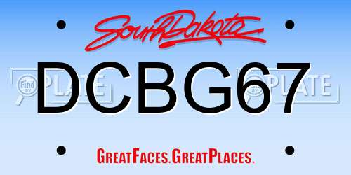 DCBG67 South Dakota License Plate