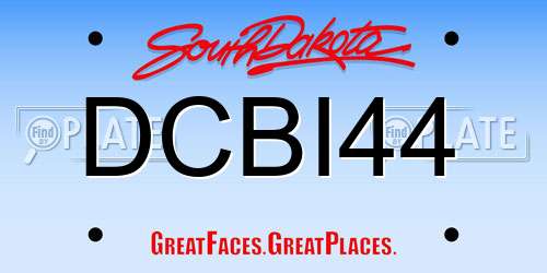 DCBI44 South Dakota License Plate