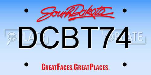 DCBT74 South Dakota License Plate