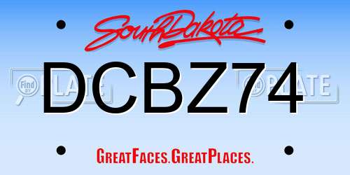 DCBZ74 South Dakota License Plate