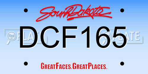 DCF165 South Dakota License Plate