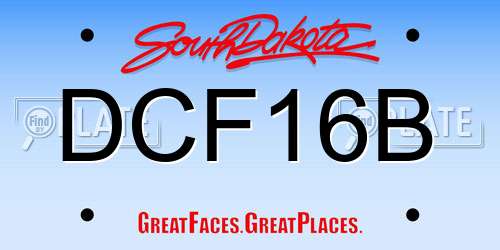 DCF16B South Dakota License Plate