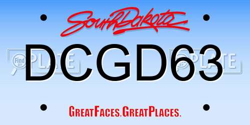 DCGD63 South Dakota License Plate