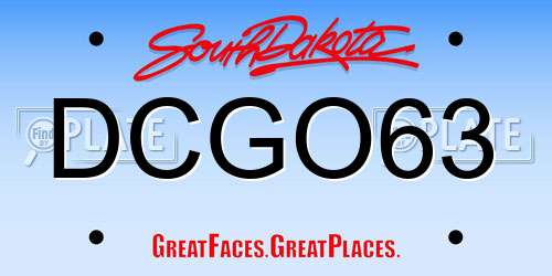 DCGO63 South Dakota License Plate