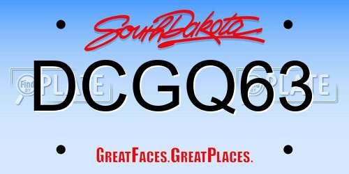 DCGQ63 South Dakota License Plate