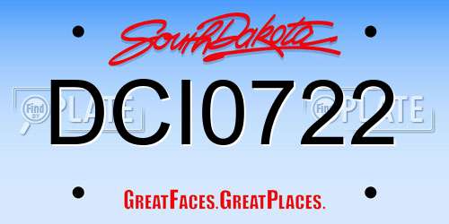 DCI0722 South Dakota License Plate