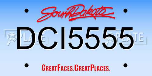 DCI5555 South Dakota License Plate