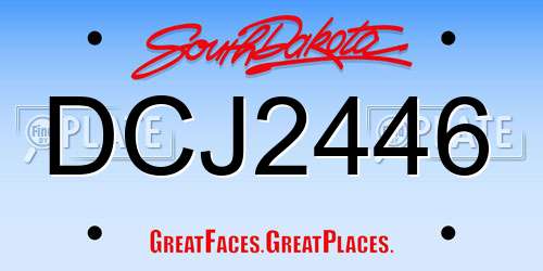 DCJ2446 South Dakota License Plate