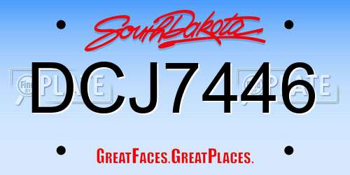DCJ7446 South Dakota License Plate