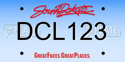DCL123 South Dakota License Plate
