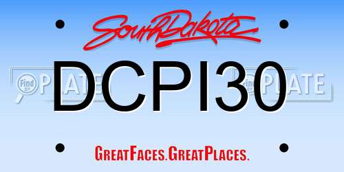DCPI30 South Dakota License Plate
