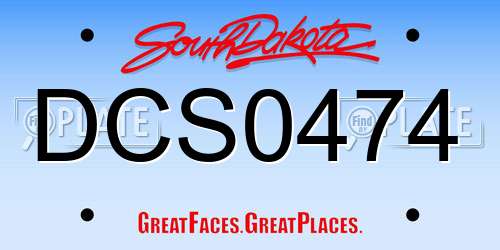 DCS0474 South Dakota License Plate