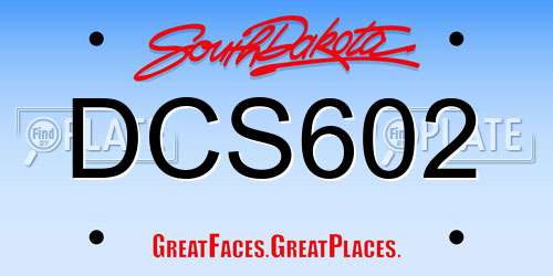 DCS602 South Dakota License Plate
