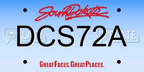 DCS72A South Dakota License Plate