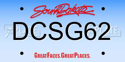 DCSG62 South Dakota License Plate