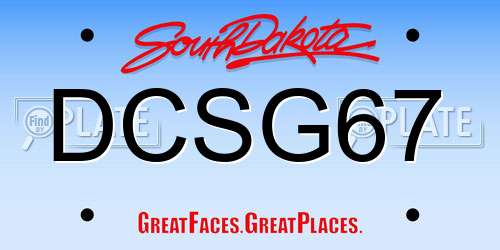 DCSG67 South Dakota License Plate