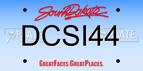 DCSI44 South Dakota License Plate