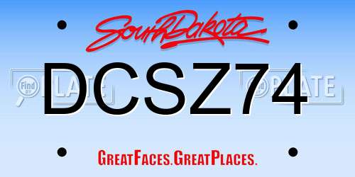 DCSZ74 South Dakota License Plate