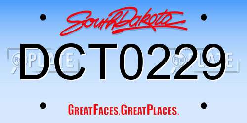 DCT0229 South Dakota License Plate