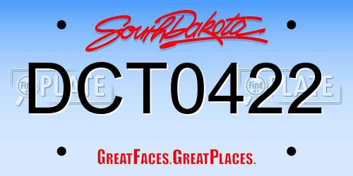 DCT0422 South Dakota License Plate
