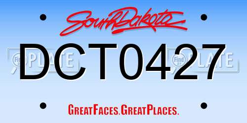 DCT0427 South Dakota License Plate