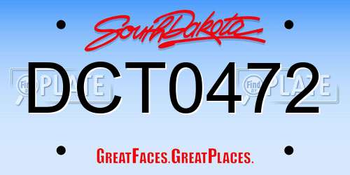 DCT0472 South Dakota License Plate