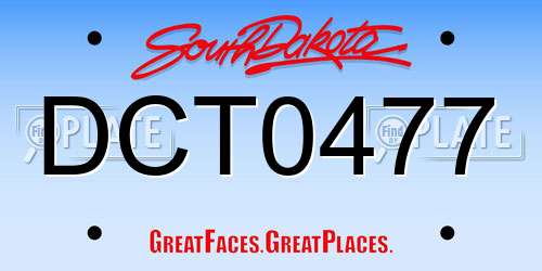 DCT0477 South Dakota License Plate