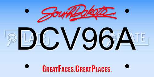 DCV96A South Dakota License Plate