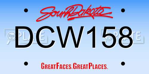 DCW158 South Dakota License Plate