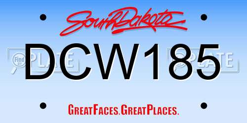 DCW185 South Dakota License Plate