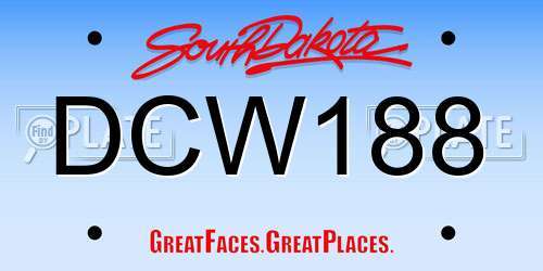 DCW188 South Dakota License Plate