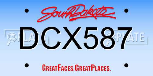 DCX587 South Dakota License Plate