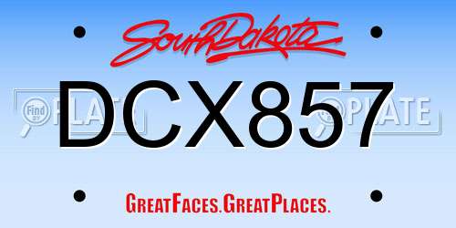 DCX857 South Dakota License Plate