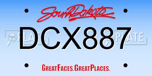 DCX887 South Dakota License Plate
