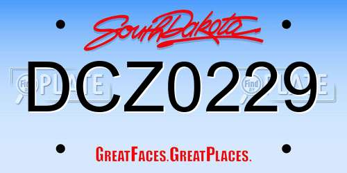 DCZ0229 South Dakota License Plate