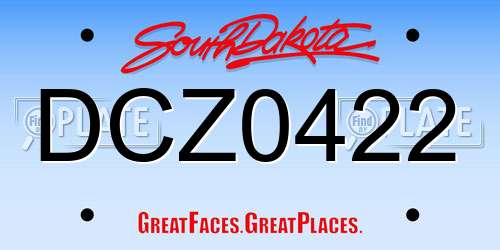 DCZ0422 South Dakota License Plate
