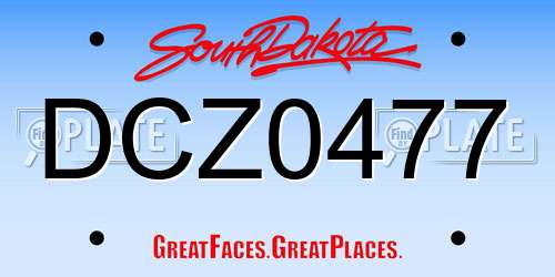 DCZ0477 South Dakota License Plate