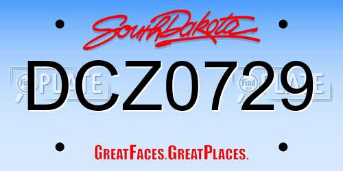 DCZ0729 South Dakota License Plate