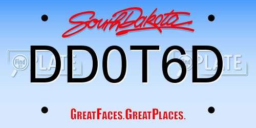DD0T6D South Dakota License Plate