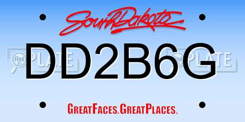 DD2B6G South Dakota License Plate