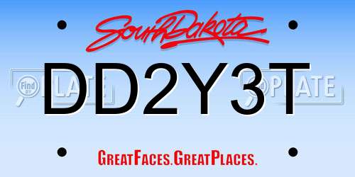 DD2Y3T South Dakota License Plate