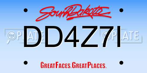DD4Z7I South Dakota License Plate