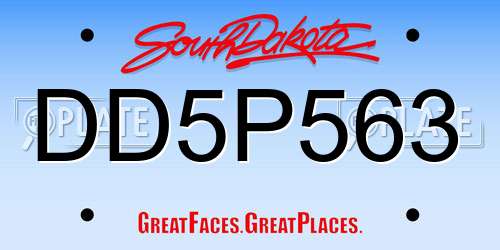 DD5P563 South Dakota License Plate