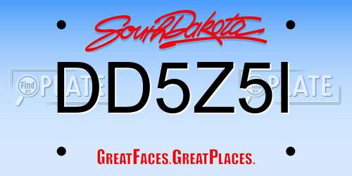 DD5Z5I South Dakota License Plate