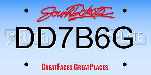 DD7B6G South Dakota License Plate