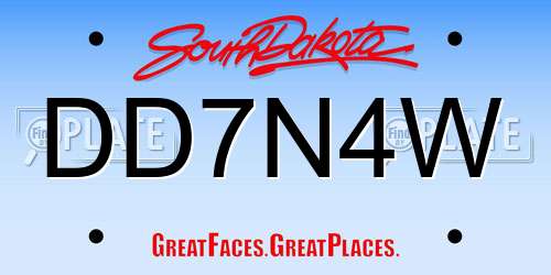 DD7N4W South Dakota License Plate