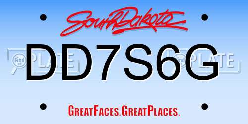 DD7S6G South Dakota License Plate
