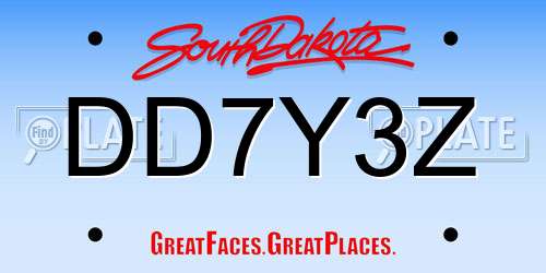 DD7Y3Z South Dakota License Plate