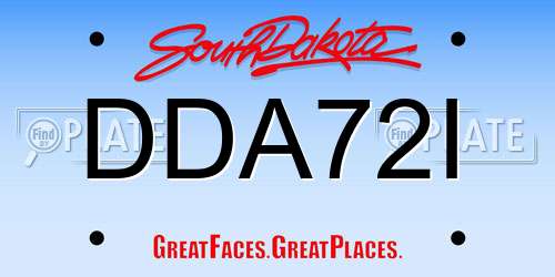 DDA72I South Dakota License Plate